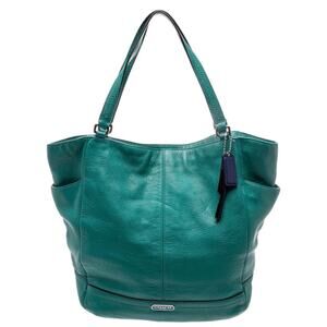 Coach Park Leather North/South Tote  Teal EUC
